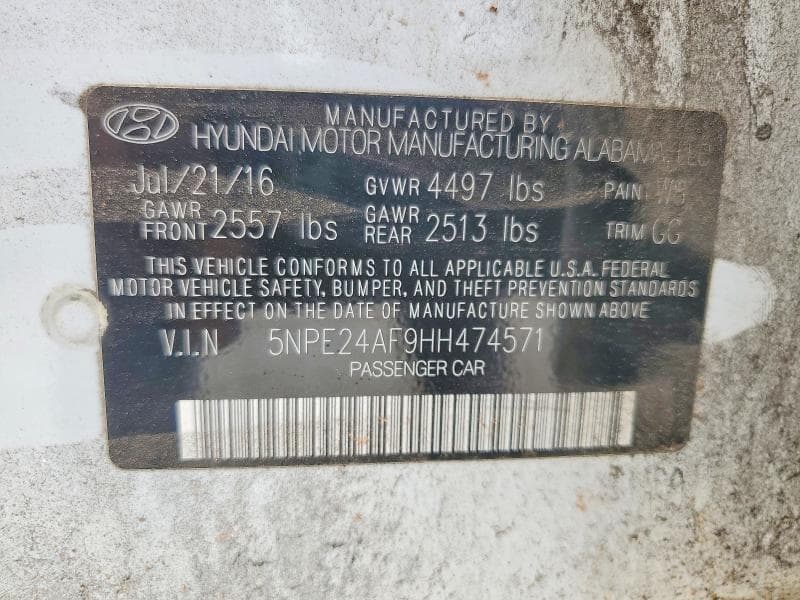 2017 HYUNDAI SONATA SE 12