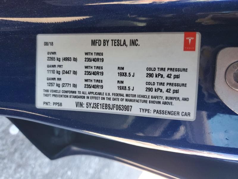 2018 TESLA MODEL 3 13
