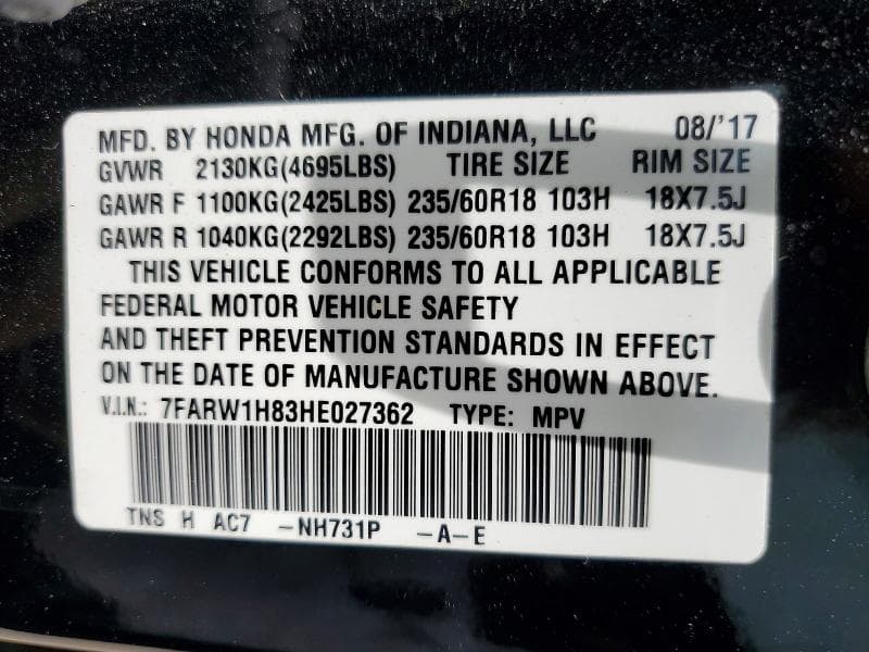 2017 HONDA CR-V EXL 14