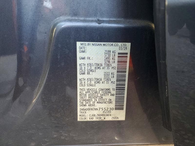 2019 NISSAN FRONTIER SV 12