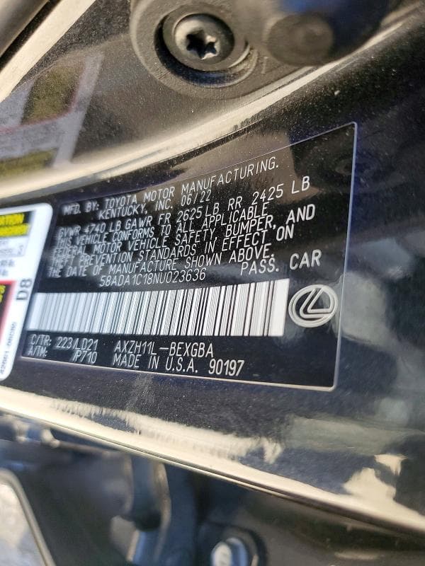 2022 LEXUS ES 300H BASE 12