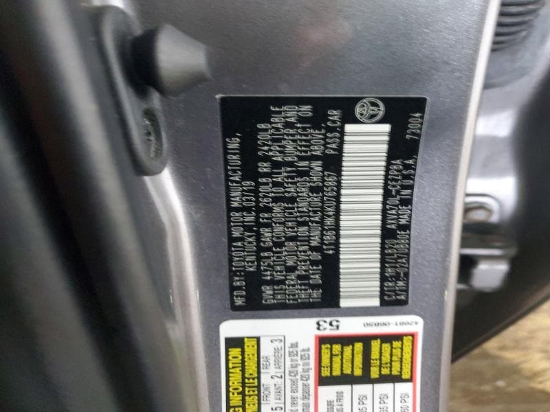 2019 TOYOTA CAMRY XSE 12