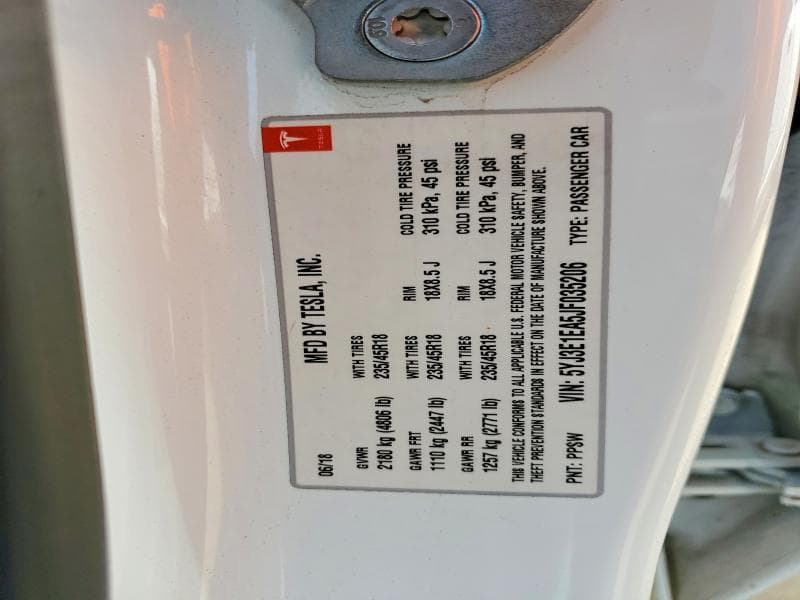 2018 TESLA MODEL 3 13