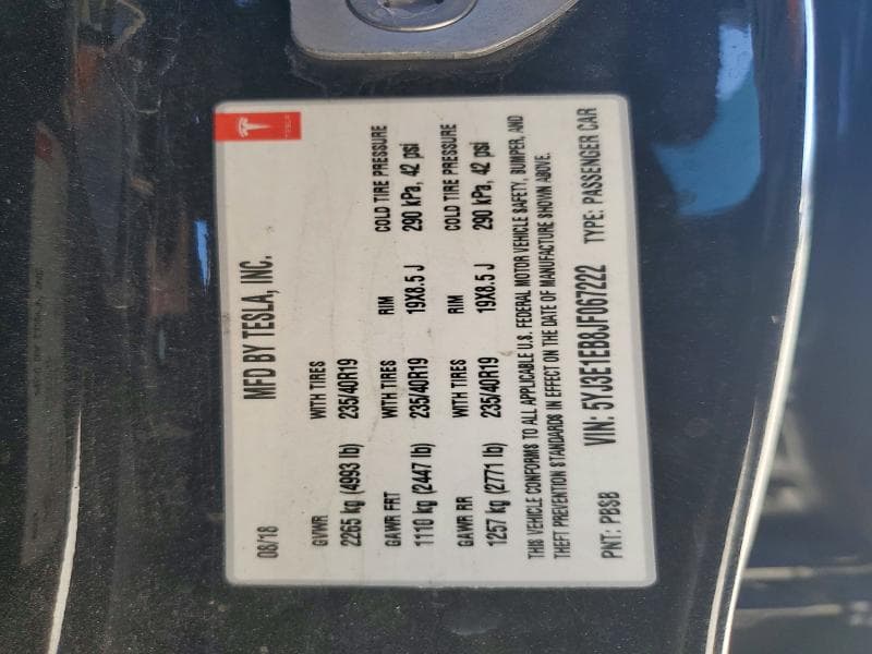 2018 TESLA MODEL 3 12