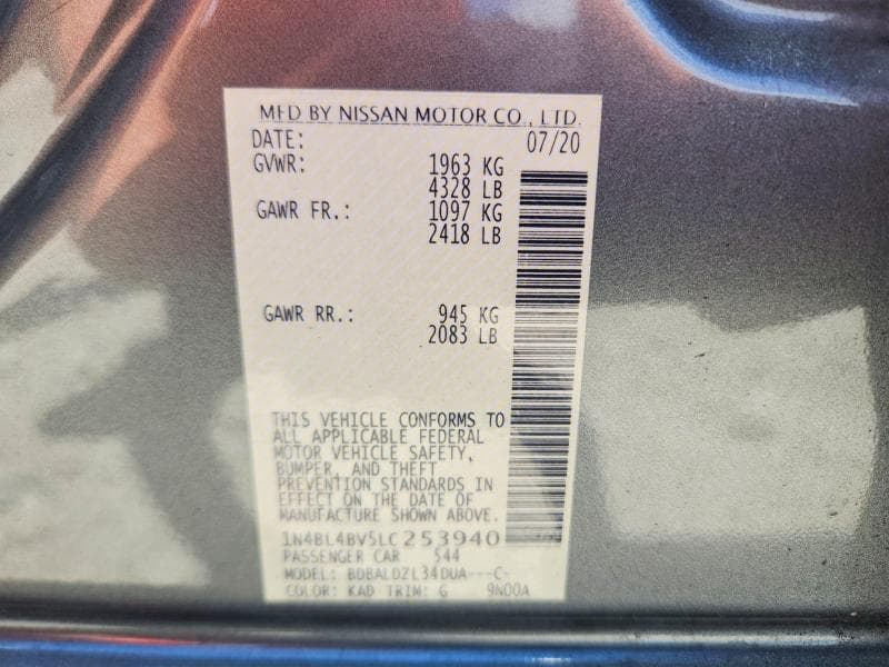 2020 NISSAN ALTIMA S 13
