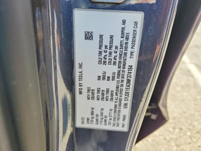 2022 TESLA MODEL 3 12