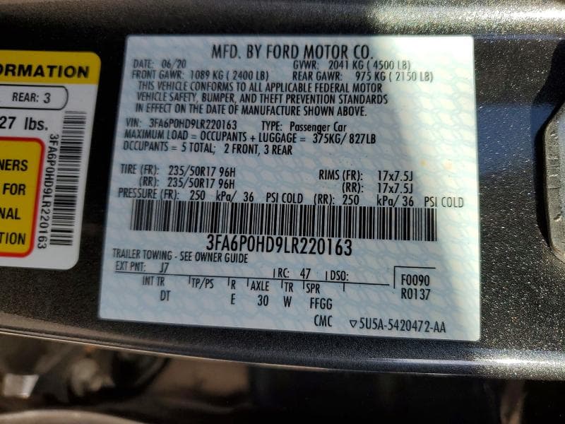 2020 FORD FUSION SE 12