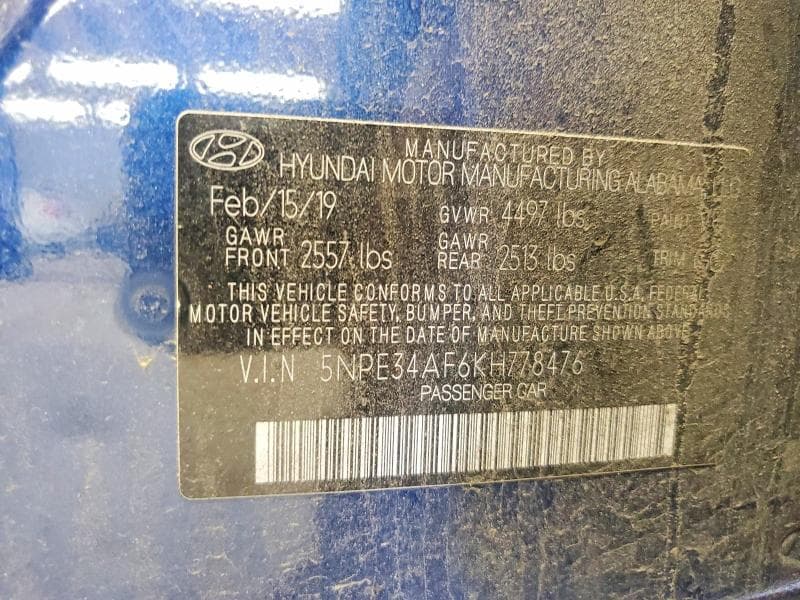 2019 HYUNDAI SONATA SEL 12