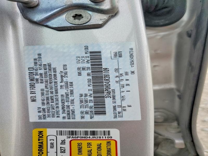 2018 FORD FUSION SE 12