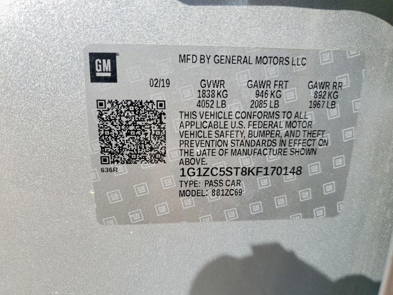 2019 CHEVROLET MALIBU LS 12