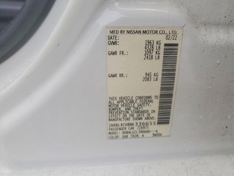 2022 NISSAN ALTIMA SR 12