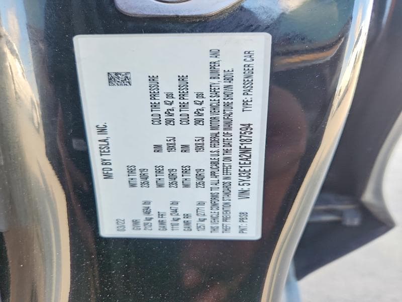 2022 TESLA MODEL 3 12
