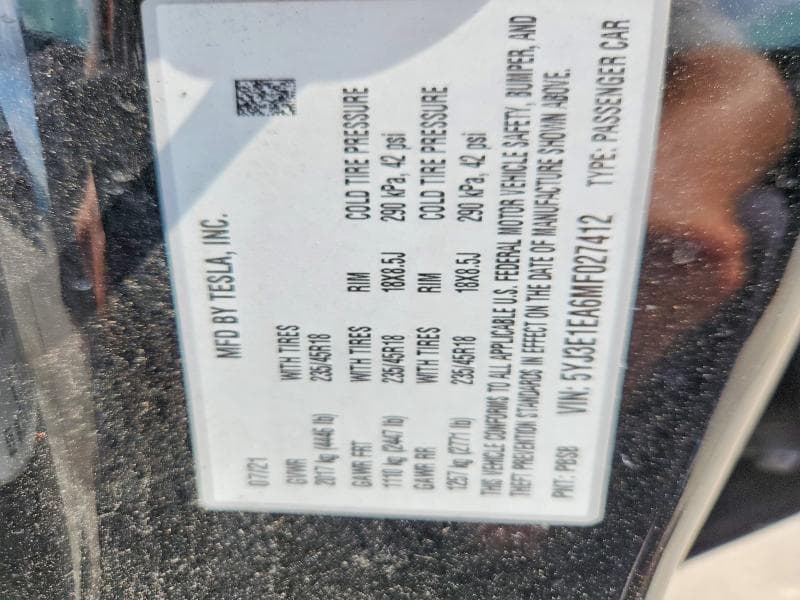 2021 TESLA MODEL 3 12