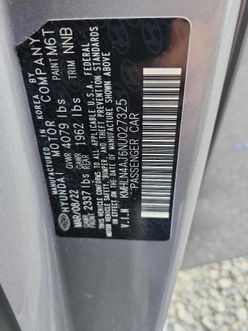 2022 HYUNDAI ELANTRA LIMITED 12