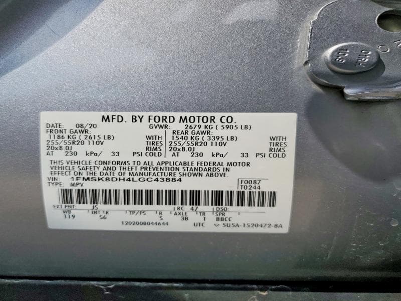 2020 FORD EXPLORER XLT 13
