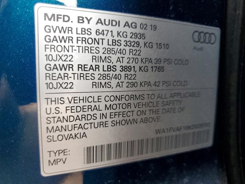 2019 AUDI Q8 PRESTIGE S-LINE 13
