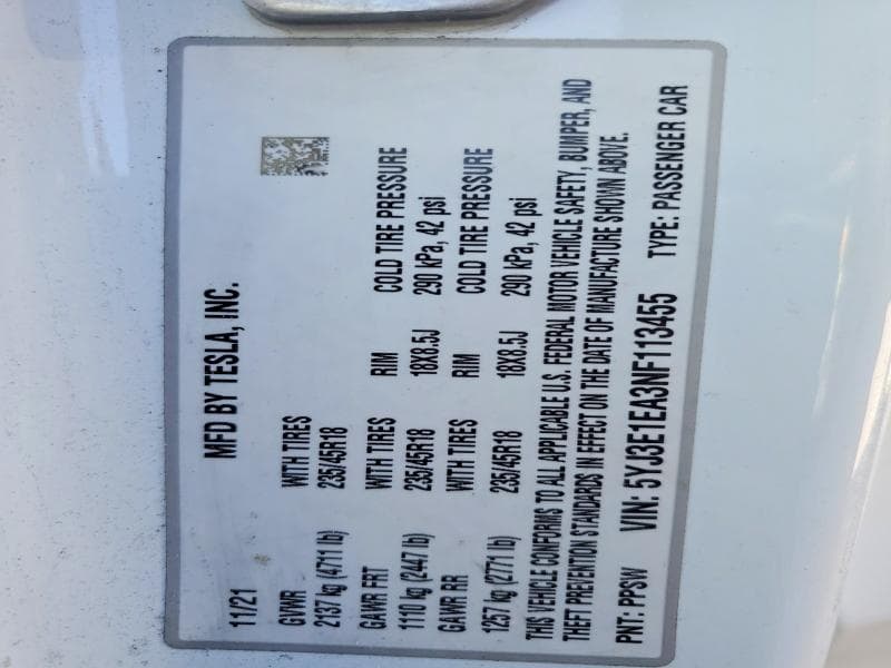 2022 TESLA MODEL 3 12