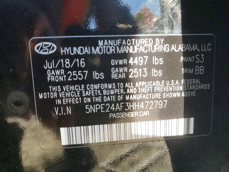 2017 HYUNDAI SONATA SE 12