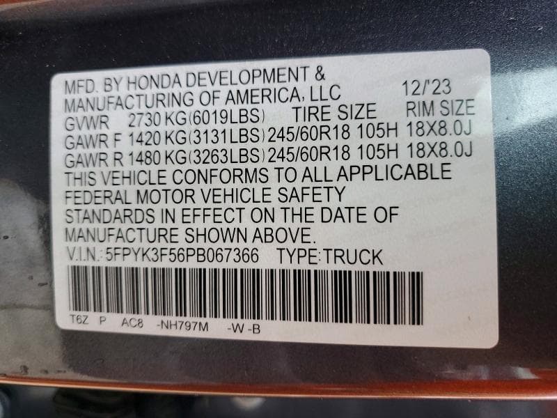 2023 HONDA RIDGELINE RTL 13