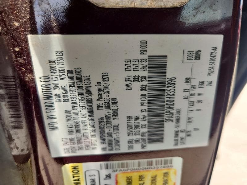 2017 FORD FUSION SE 12
