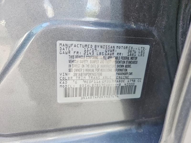 2019 NISSAN SENTRA S 13