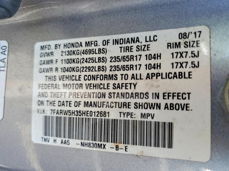 2017 HONDA CR-V LX 14