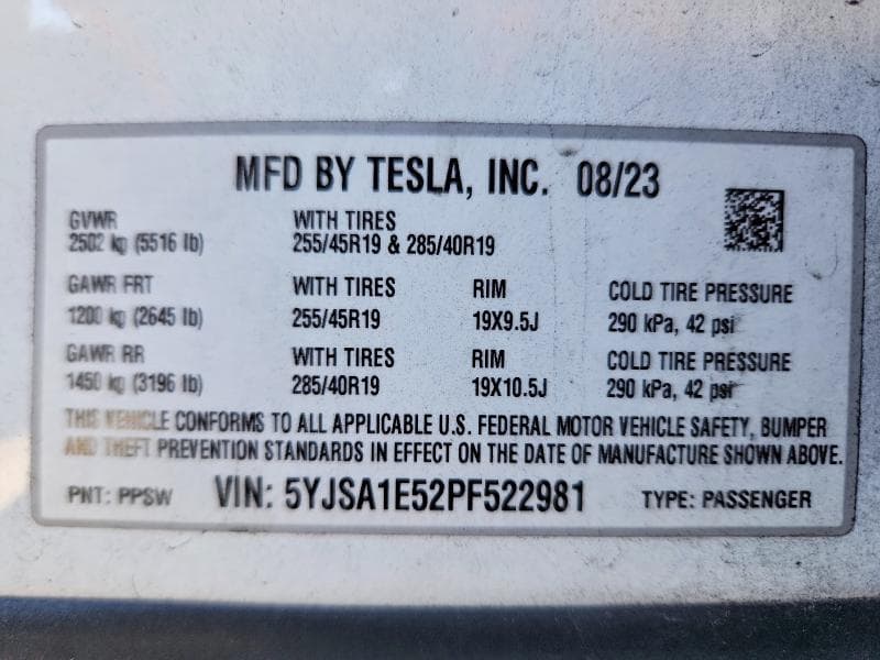 2023 TESLA MODEL S 12