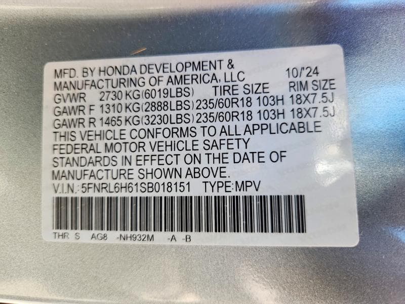 2025 HONDA ODYSSEY EXL 12