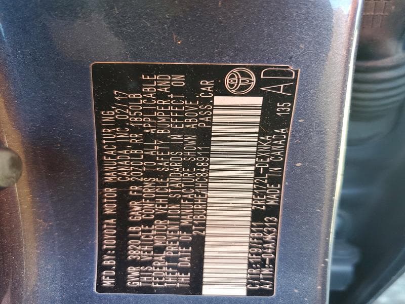 2017 TOYOTA COROLLA LE 12
