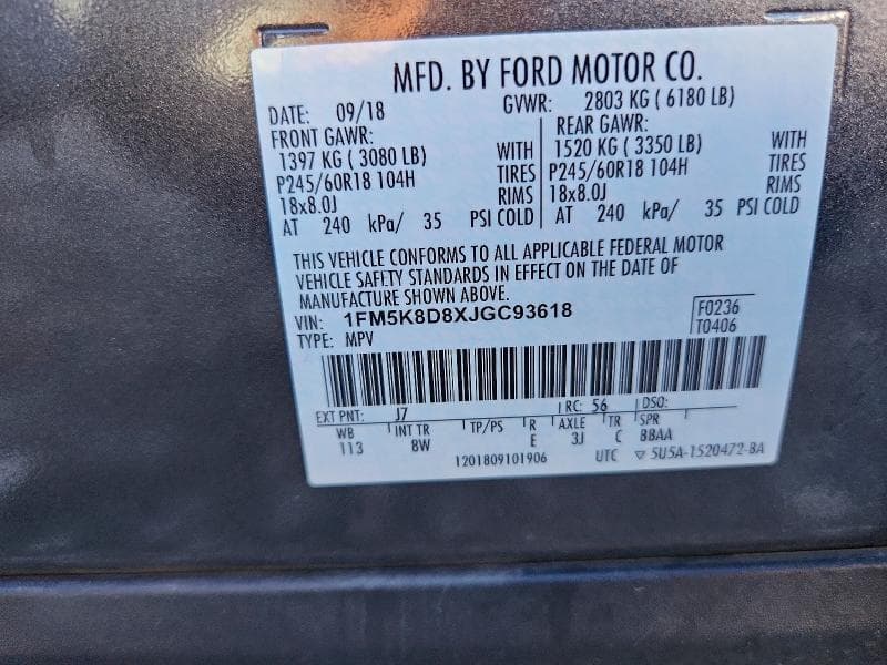 2018 FORD EXPLORER XLT 12