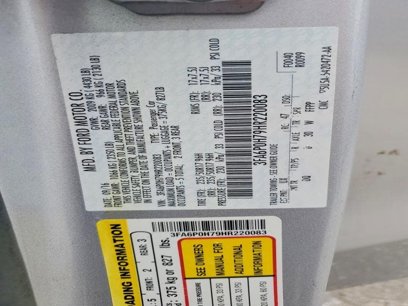 2017 FORD FUSION SE 13