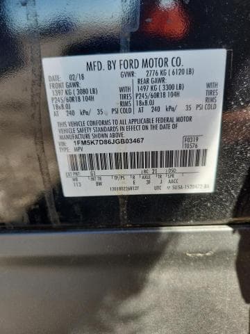 2018 FORD EXPLORER XLT 13