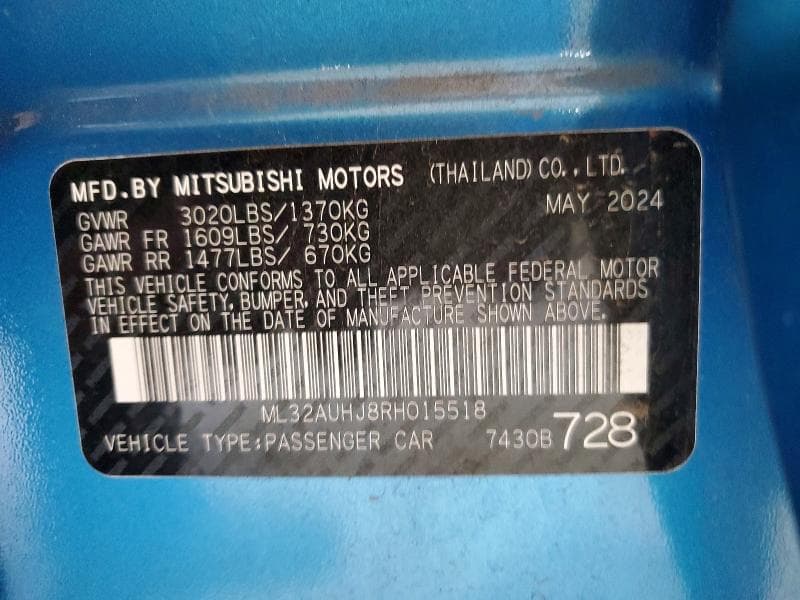 2024 MITSUBISHI MIRAGE ES 13