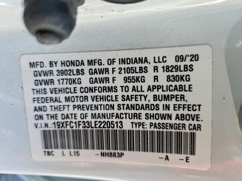 2020 HONDA CIVIC EX 12