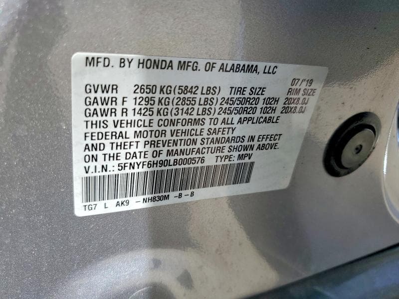2020 HONDA PILOT TOURING 13