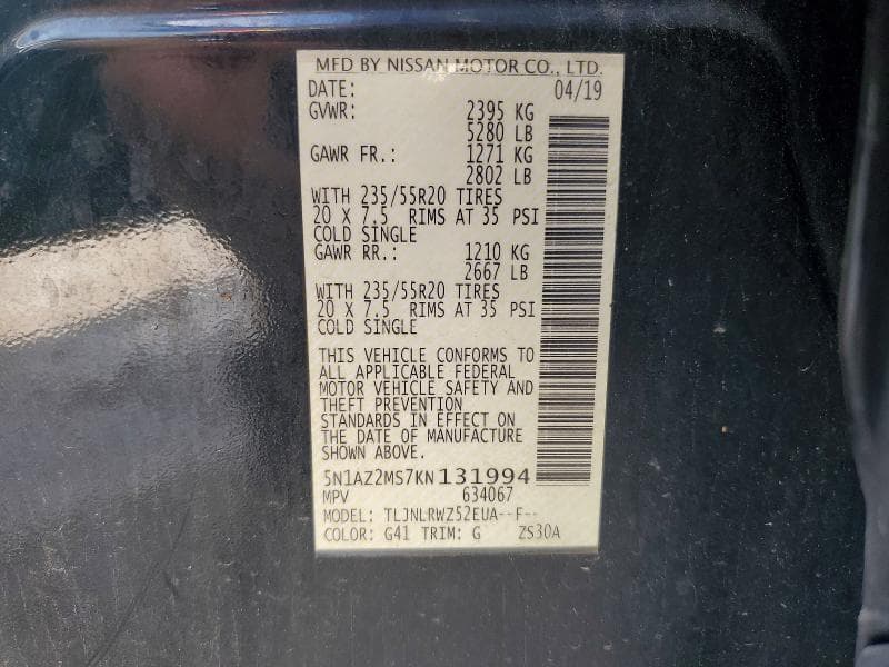2019 NISSAN MURANO SL 13