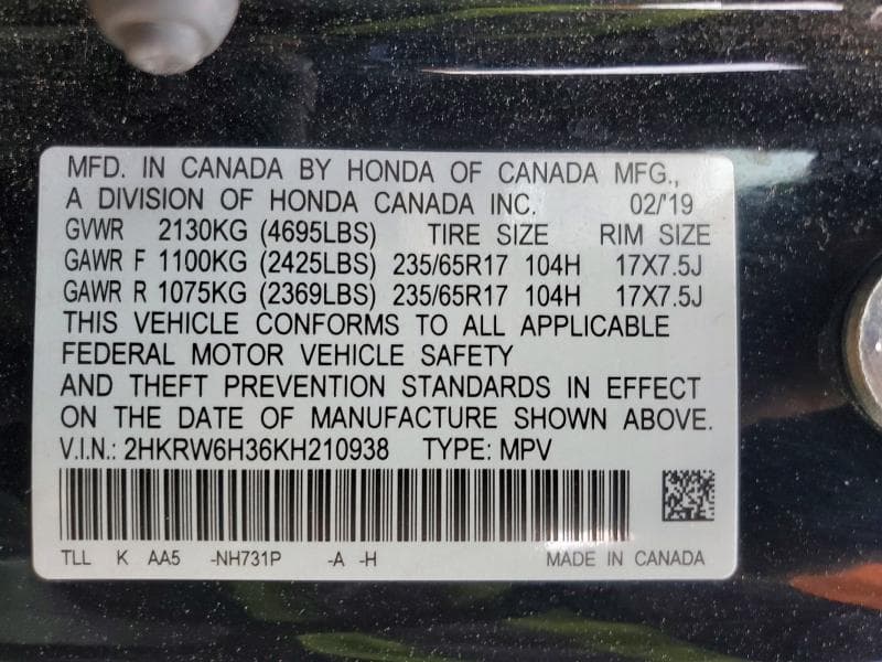 2019 HONDA CR-V LX 14