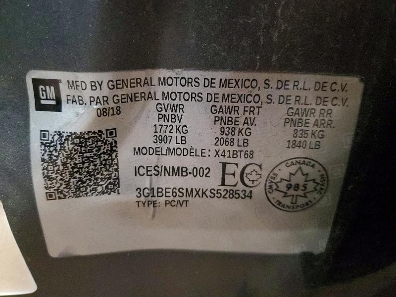 2019 CHEVROLET CRUZE LT 12