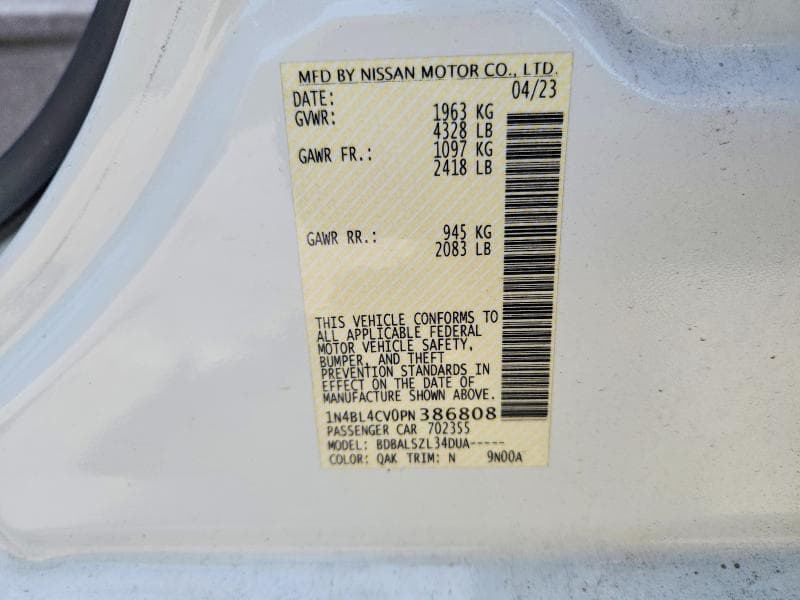 2023 NISSAN ALTIMA SR 12