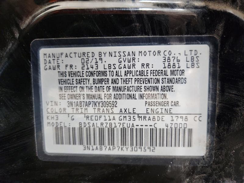 2019 NISSAN SENTRA SR 13