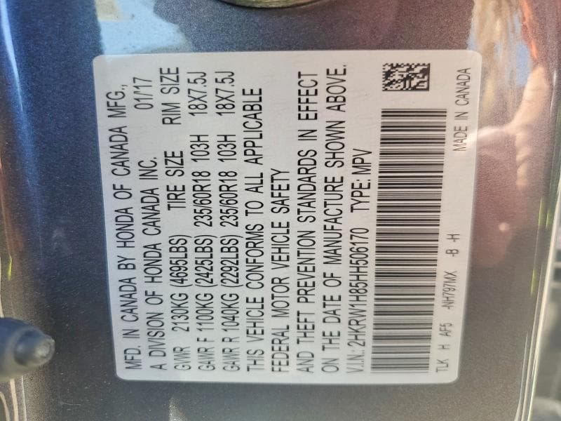 2017 HONDA CR-V EXL 14