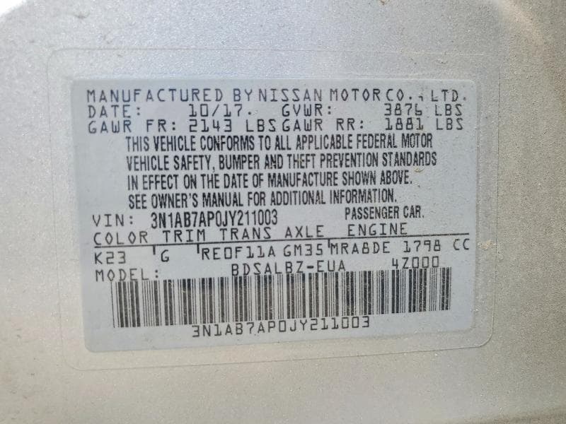 2018 NISSAN SENTRA S 12