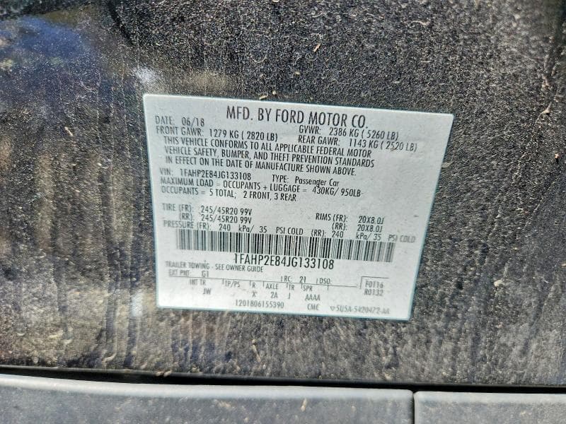 2018 FORD TAURUS SEL 12