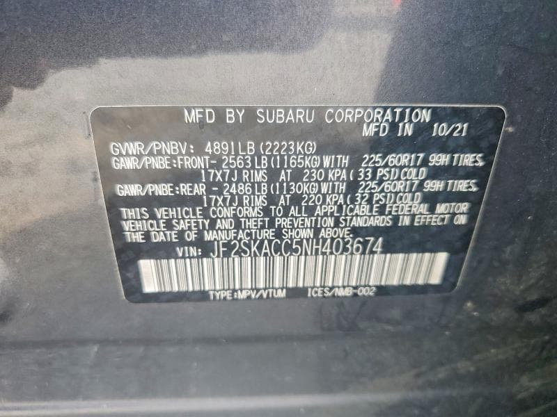 2022 SUBARU FORESTER 13