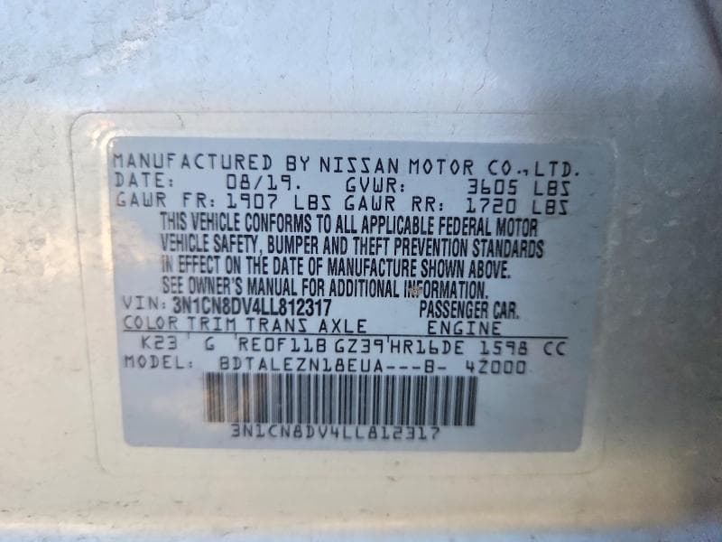 2020 NISSAN VERSA S 12