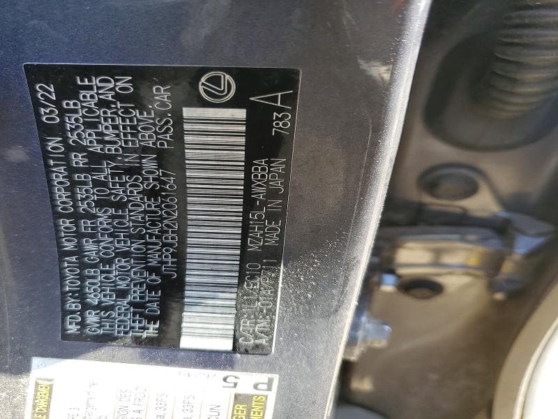 2022 LEXUS UX 250H BASE 12