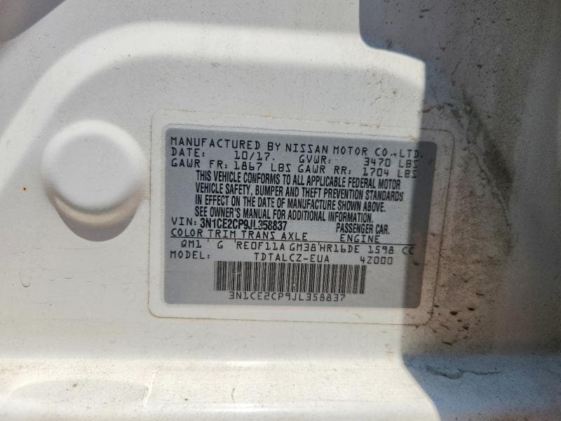 2018 NISSAN VERSA NOTE S 12