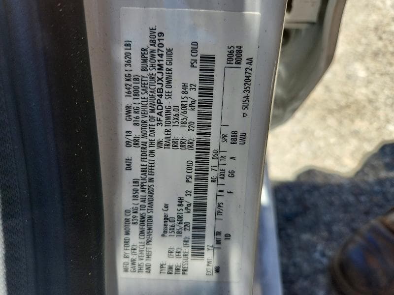 2018 FORD FIESTA SE 12