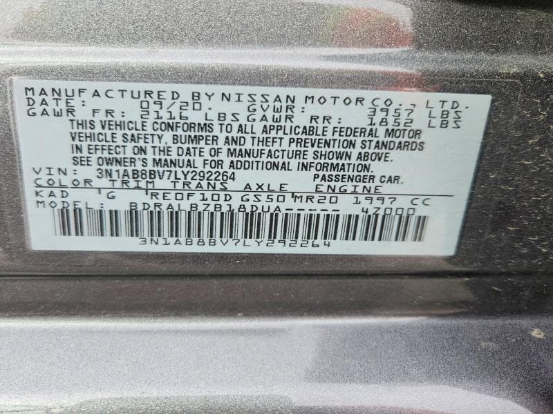 2020 NISSAN SENTRA S 12