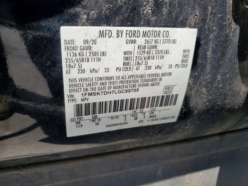 2020 FORD EXPLORER XLT 13